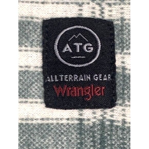 ATG Wrangler Men's 2XT Green & White Plaid Flannel Long Sleeve Regular Fit - Picture 11 of 12